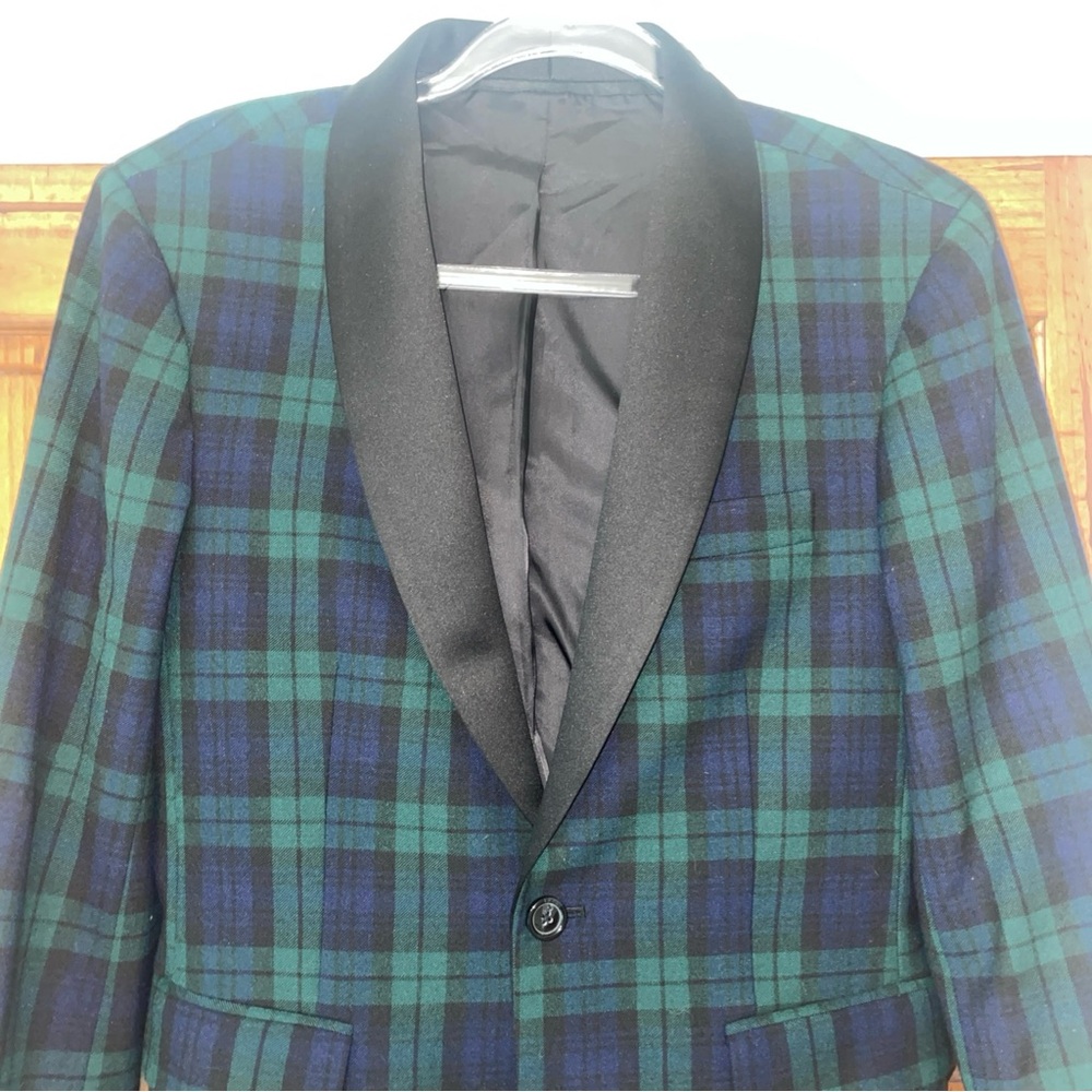 Crewcuts Boys' 16 Ludlow Blazer in stretch wool blend Tartan Plaid Shawl Collar - Picture 2 of 11